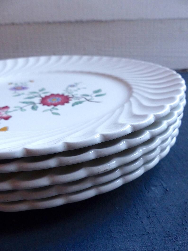 Lot of 5 flat plates stamped Luneville