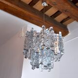 J.T Kalmar 'Glaçon' chandelier, Frosted Glass, 2 Levels, Austria, 1970