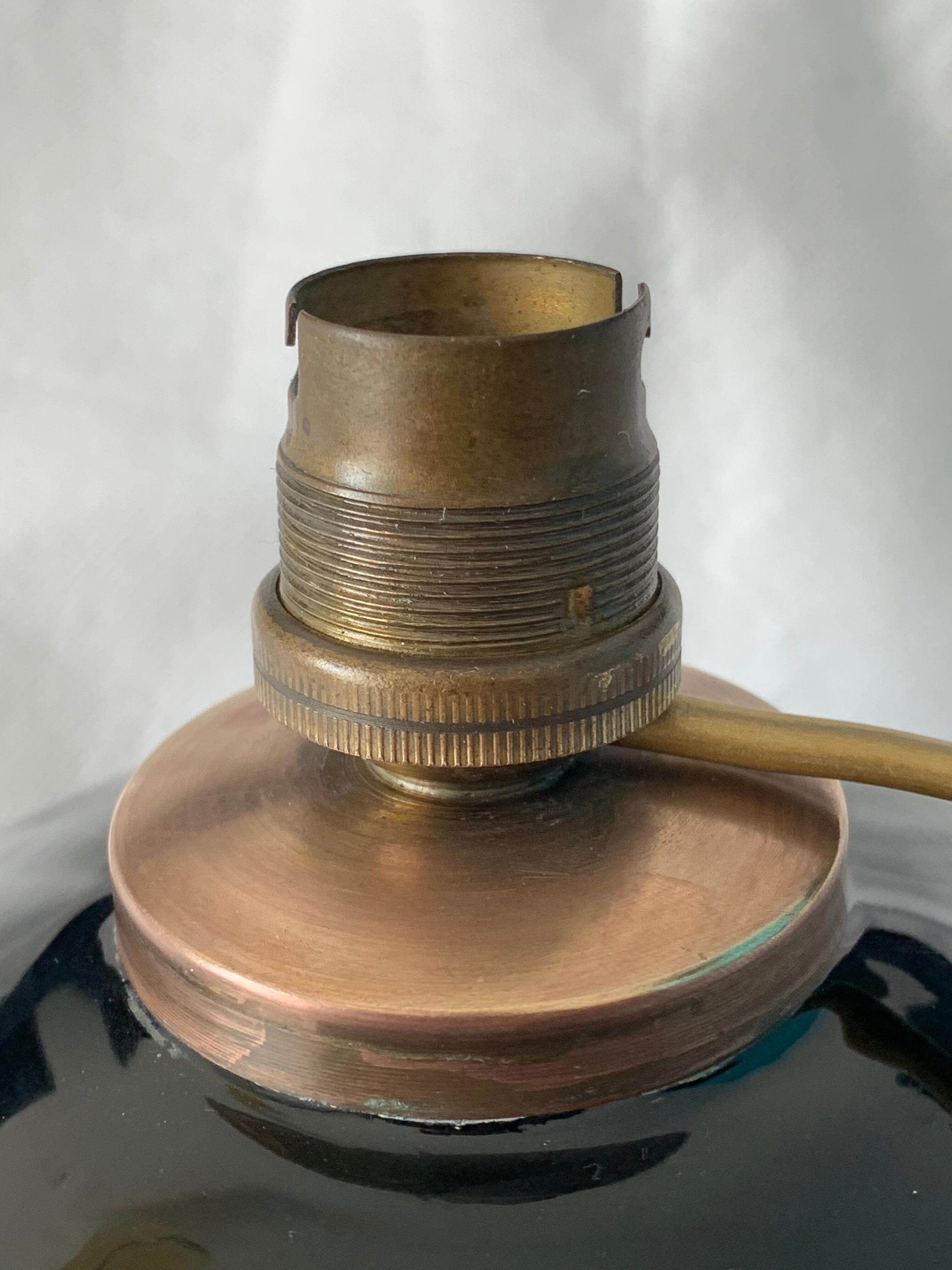 Black opaline ball lamp foot France art deco