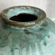 Vintage 1970s blue enameled stoneware ball pot with lid, signed Vallauris style