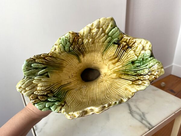 Vase en barbotine majolica gerbes de blé années 30 vintage