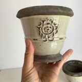 Set of 2 enameled stoneware pot covers