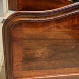 Bed in solid walnut and very old walnut burl