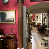 19th Century Italian Architectural Corinthian Wood Columns on Sandstone Plinths, Set of 2