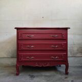 Vintage chest of drawers restyled in Bordeaux red