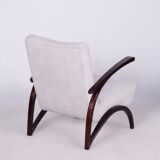 Pair of Grey ArtDeco Beech Armchairs, Jindrich Halabala, UP Zavody, 1930s