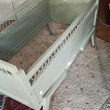 Vintage cot in wood and rattan