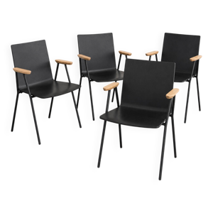 Lot de 4 fauteuils design - acier bois