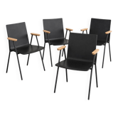 Set of 4 designer chairs Pedrali – Italy – Wood & steel