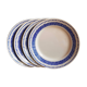 Set of 4 flat plates Badonviller blue geometric décor on cream background