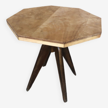 Table octogonale bois vintage