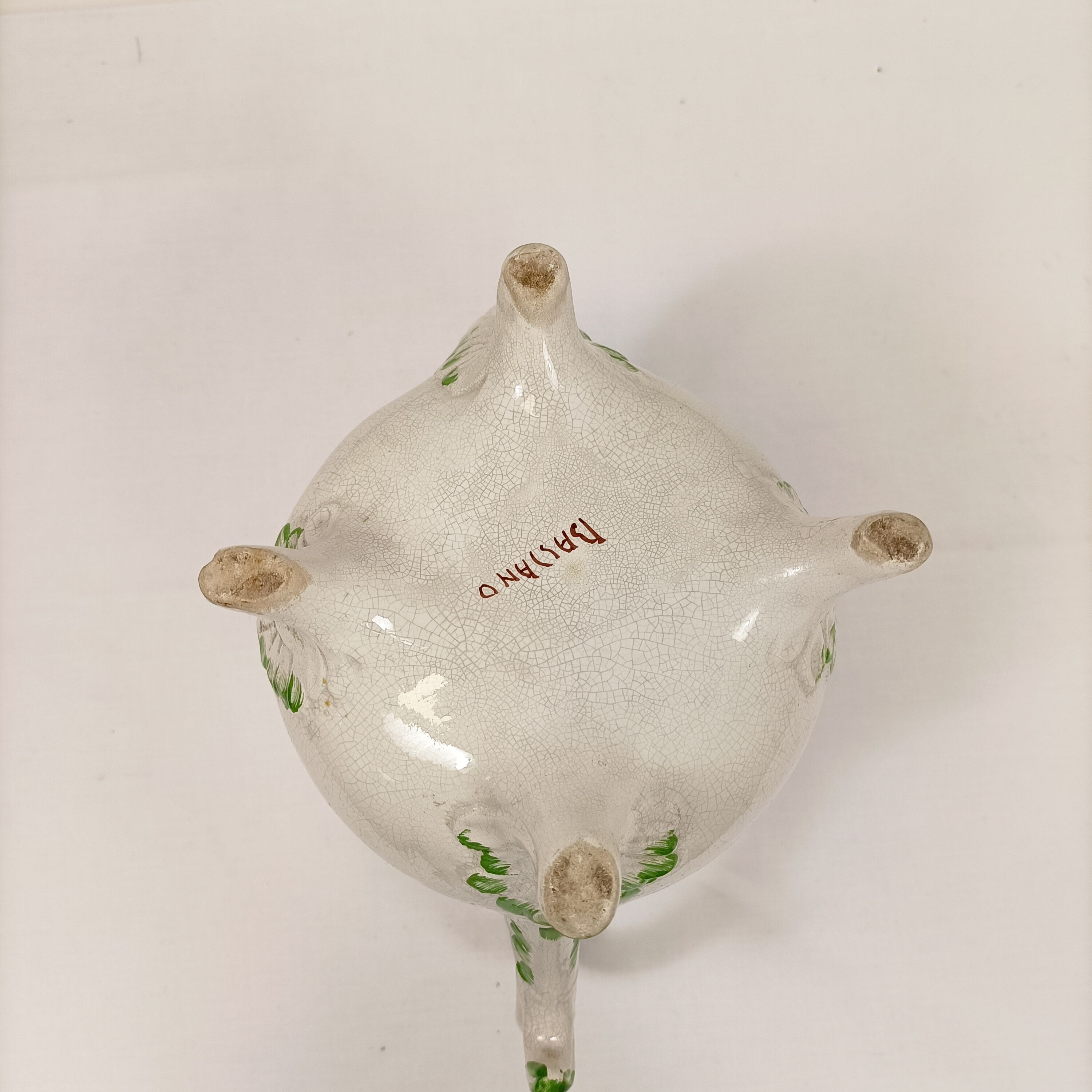 Antique Italian Bassano Vase Pitcher Carafe - Flower Pattern