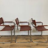 Set of 3 MG5 Grassi style armchairs from the 70s