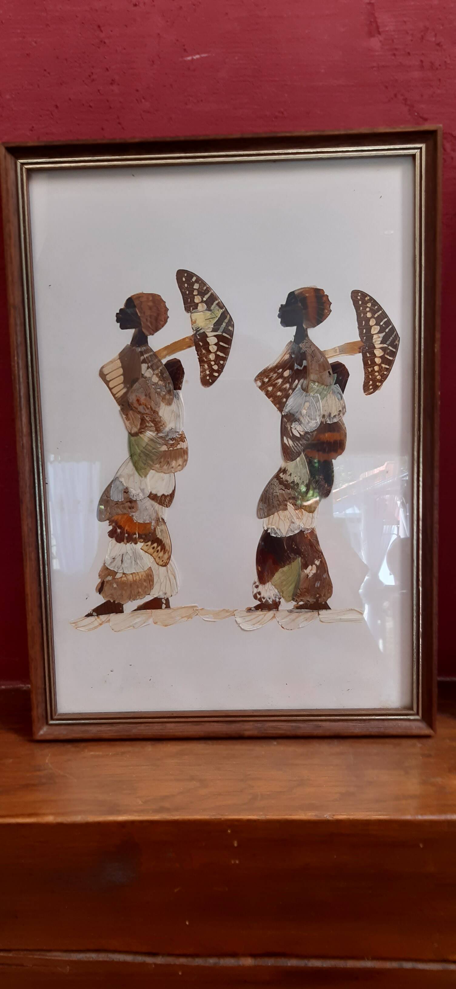 Set of 2 butterfly wing paintings