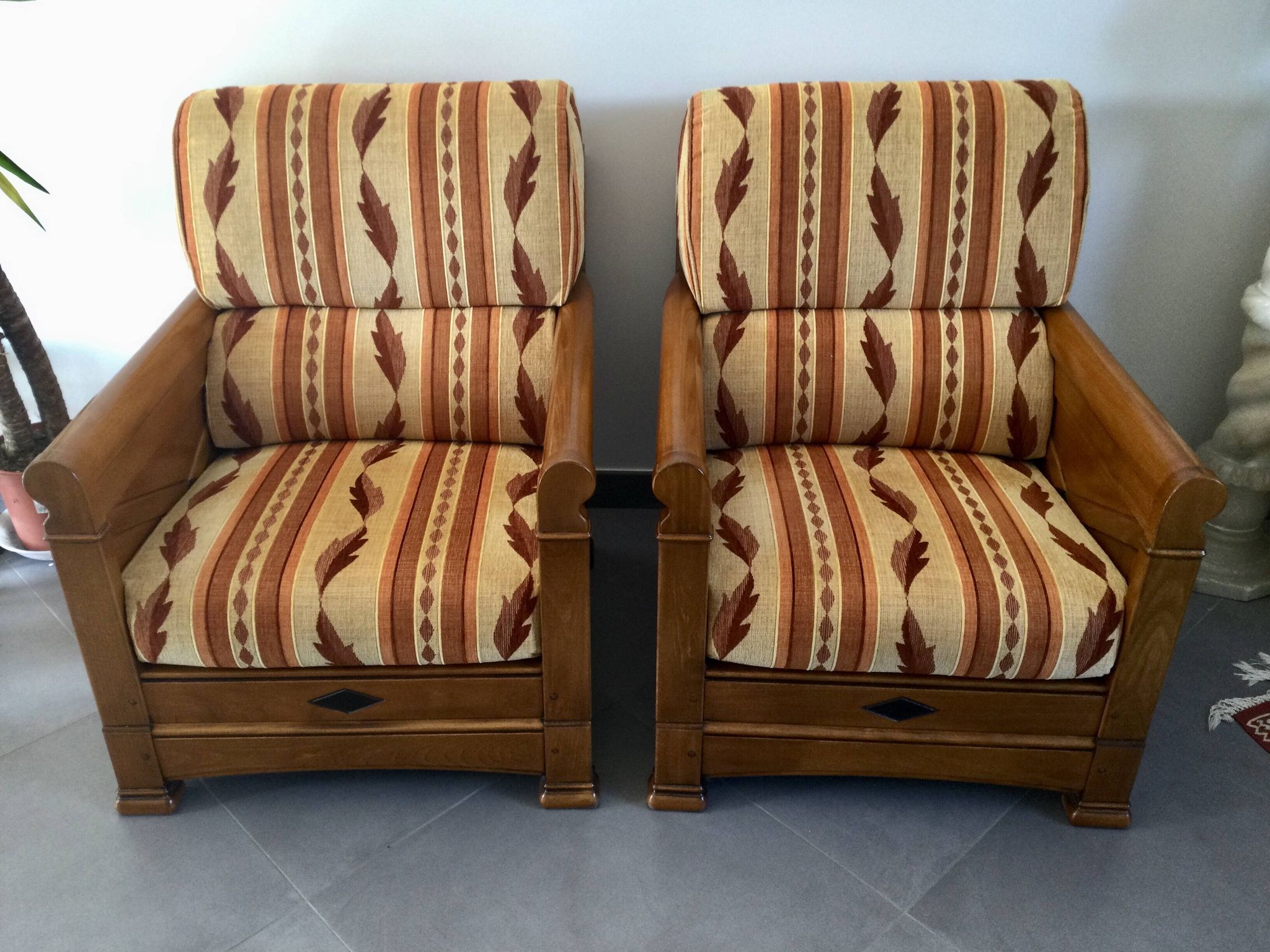 Jacques Leleu - Paire De Fauteuil En Merisier
