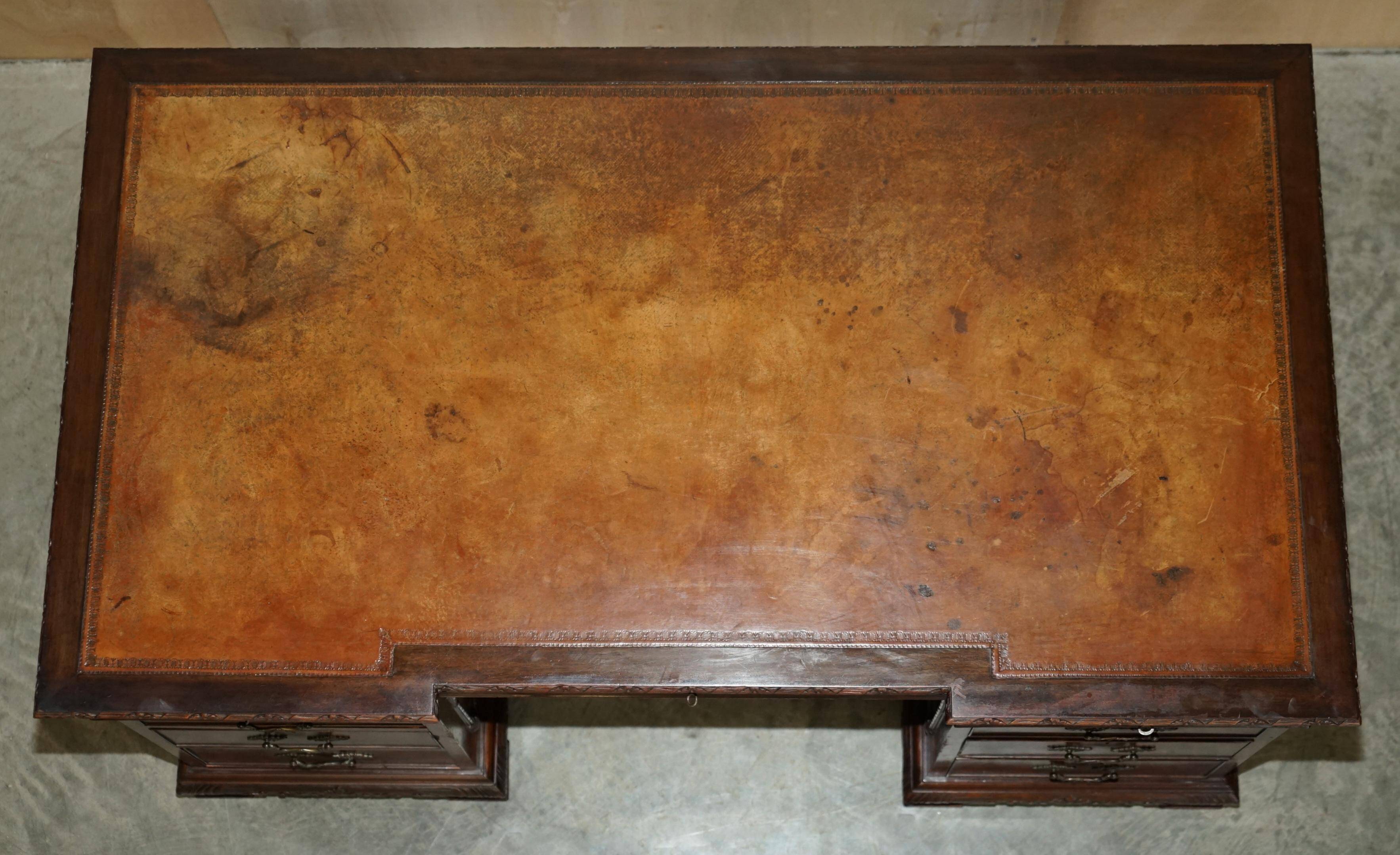 Thomas Chippendale Revival desk with a leather top