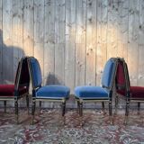 Set of 4 Napoleon III chairs in black and gold.