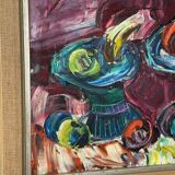 Original mid-century European oil on canvas – “Still Life” by Roy – dated 1969 – vintage & framed – 75 × 64 cm (29.5" × 25.2")