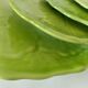 4 hand-decorated earthenware plates with vegetable and green leaf designs.