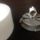 Round ceiling lamp in white opaline / vintage 60s-70s