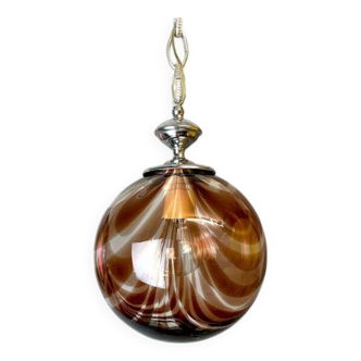 Brown swirl glass lamp by Marinha Grande
