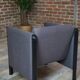 1980s Club armchair in fabric and metal