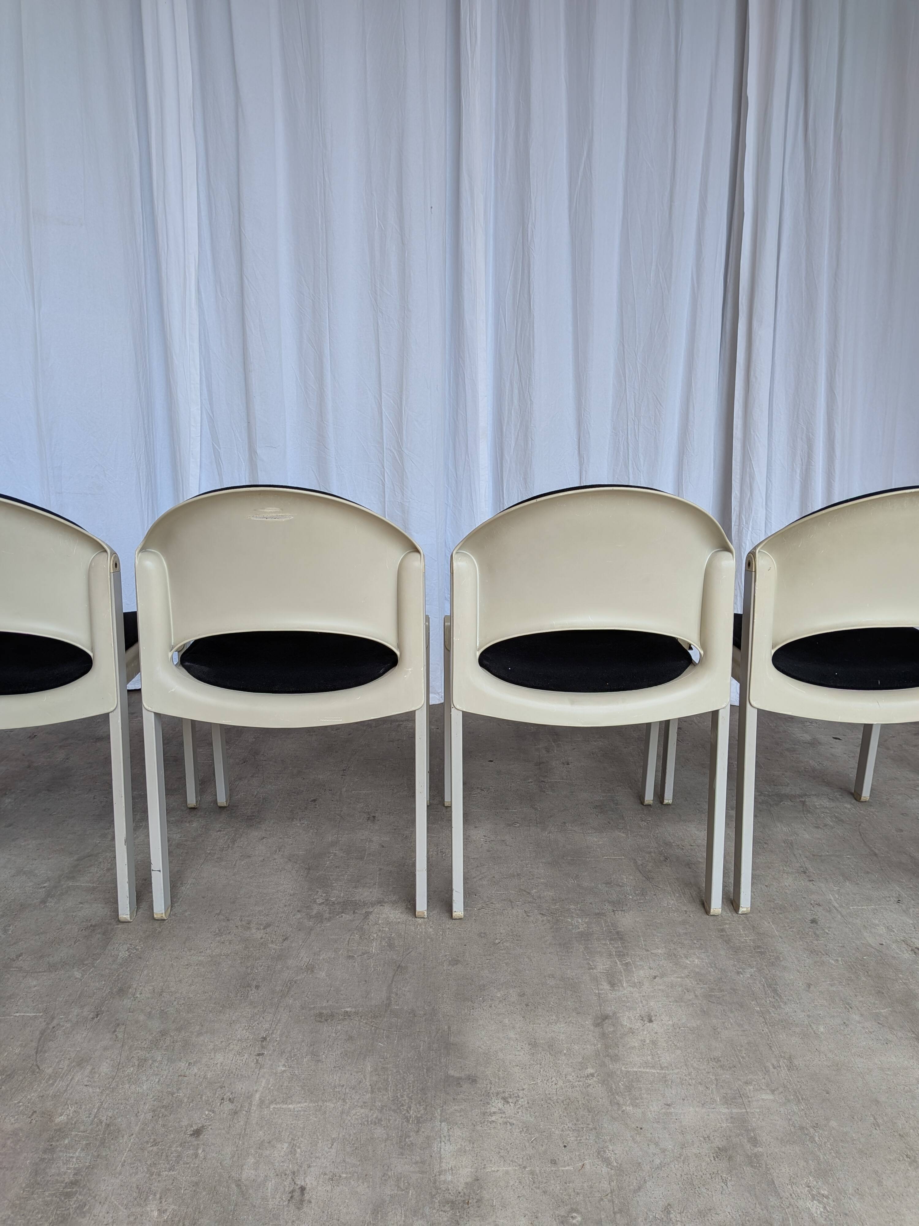 Set of 4 Vintage Aeon Mondial Stackable Chair / Dutch Postmodern Dining Cha