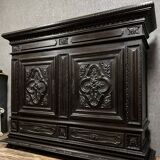 Renaissance style blackened wood sideboard or valet cupboard circa 1850
