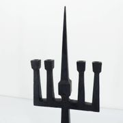 Brutalist candelabra in black forged steel 1950