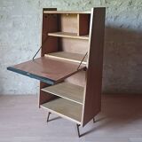 Vintage secretary 1960s inclined design light wood compass feet