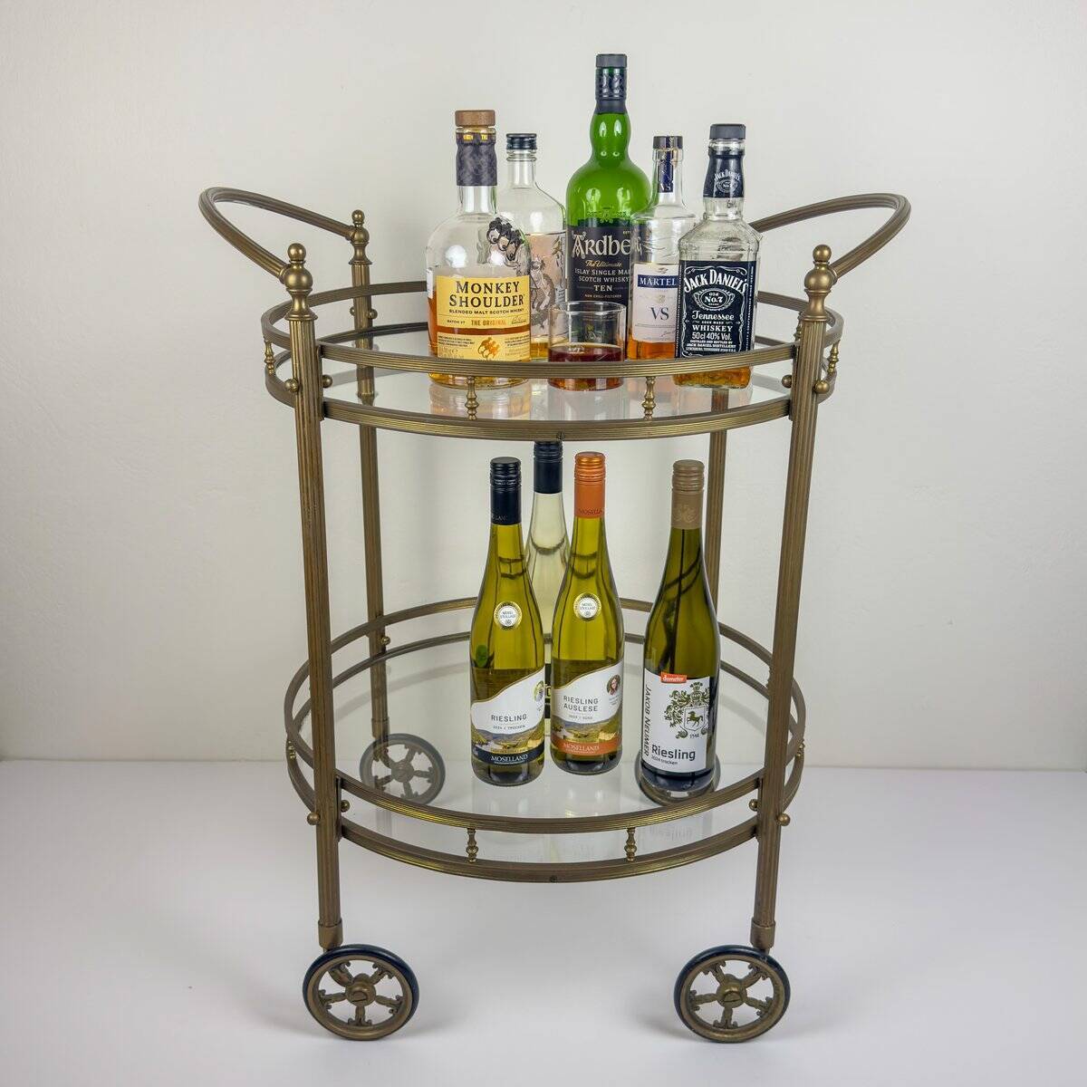 Vintage French brass bar cart, 1950s