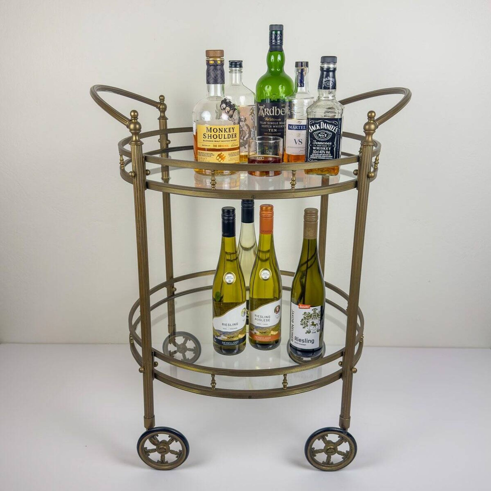 Vintage French brass bar cart, 1950s