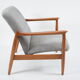 Fauteuil vintage restauré d’origine designer E. Homma, tissu gris