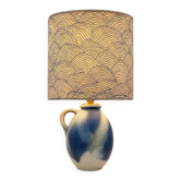 Small wireless West German pottery vase lamp with Japanese shade.
