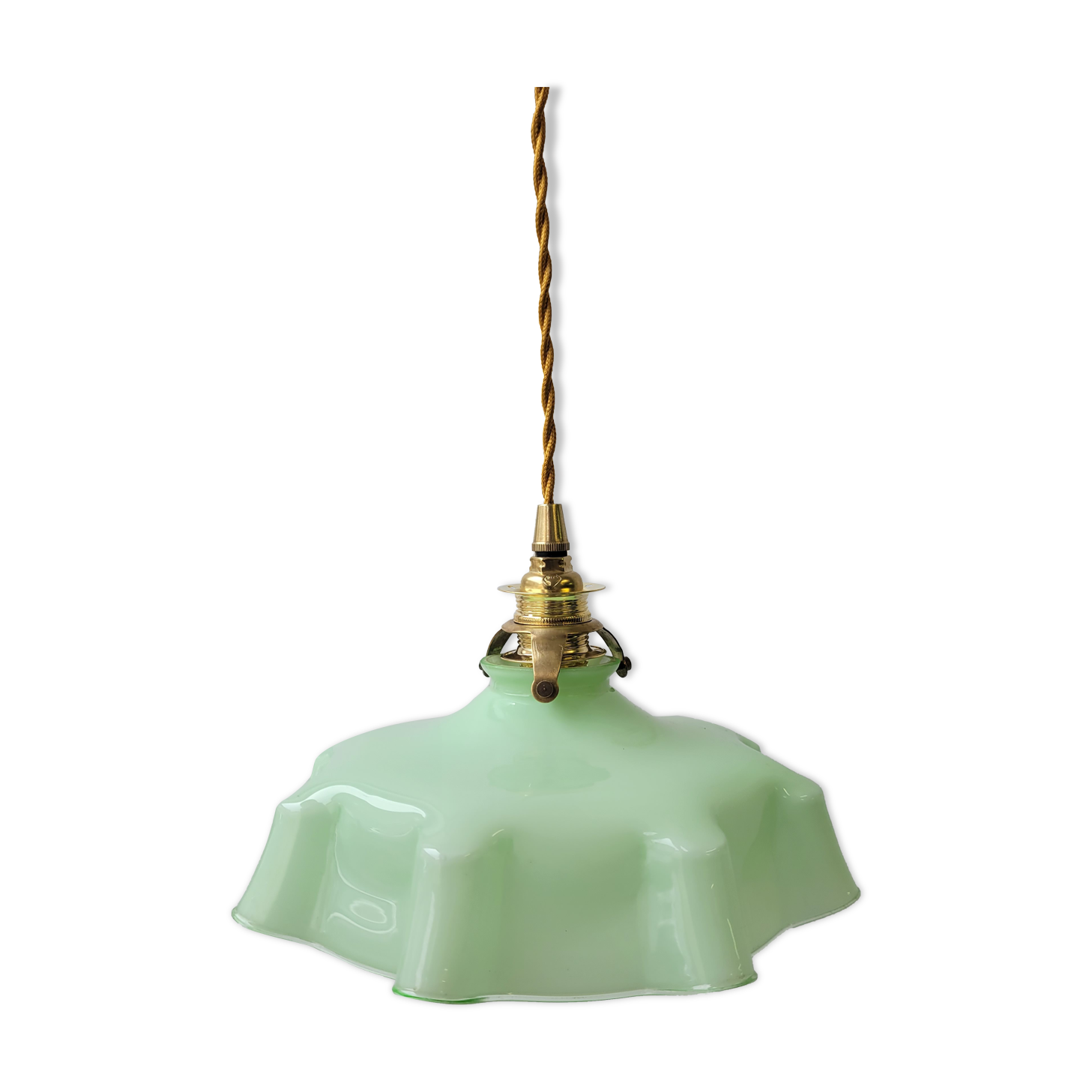 Green draped opaline pendant lamp