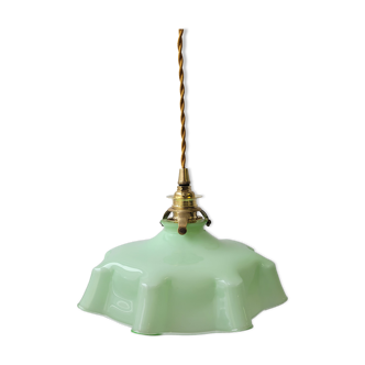 Green draped opaline pendant lamp