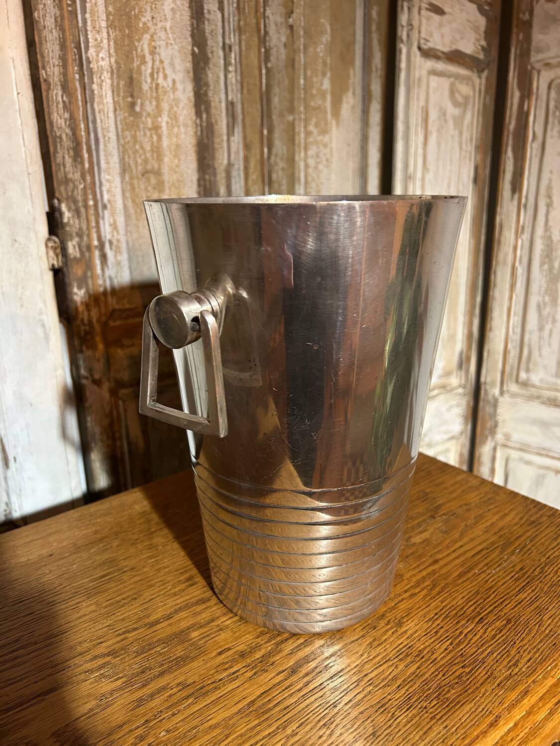Seau à champagne art deco en métal argenté