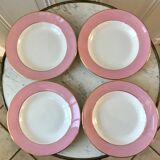 4 assiettes creuses Saint-Amand années 60 rose bonbon pastel