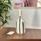 Striped grey bottle artisan vase