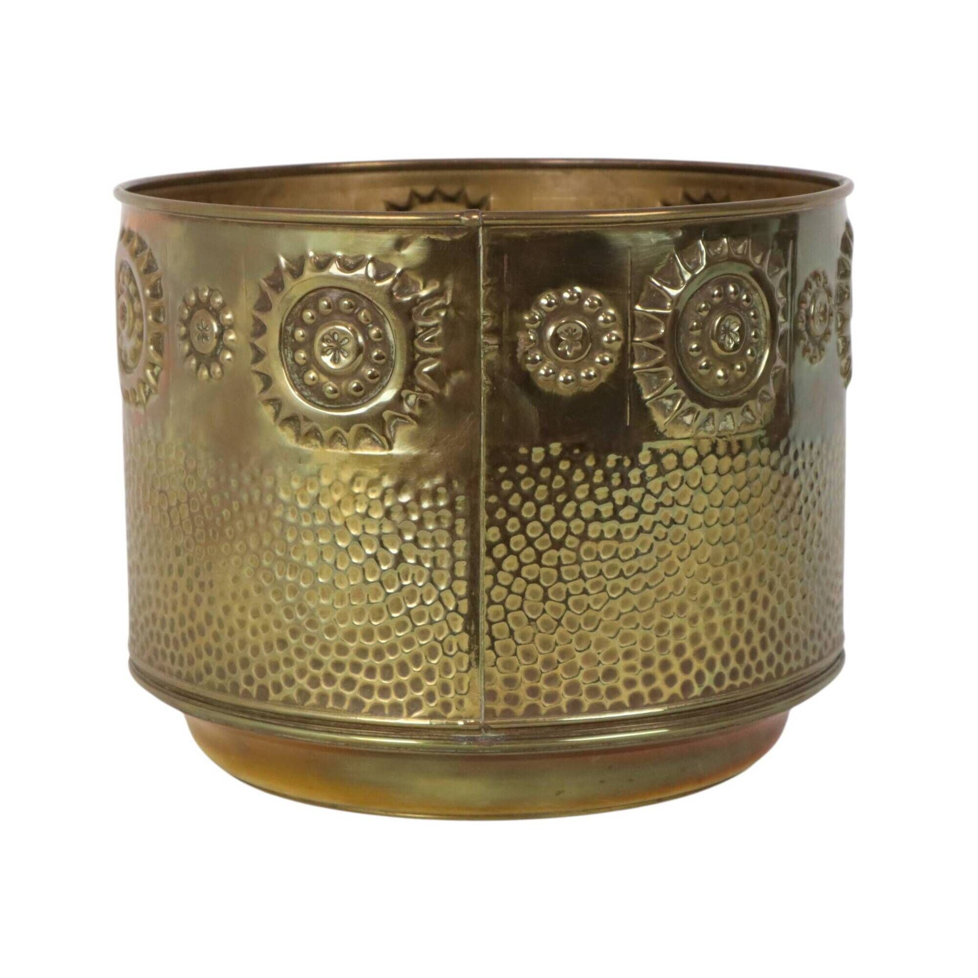 Large Brass Jardinière / Firewood Bin with Repoussé Work