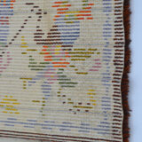 Vintage woven ethnographic motif country style wool rya wall rug decor 1960s