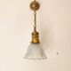 Suspension  de style art nouveau 1900 en laiton - tulipe en verre dépoli