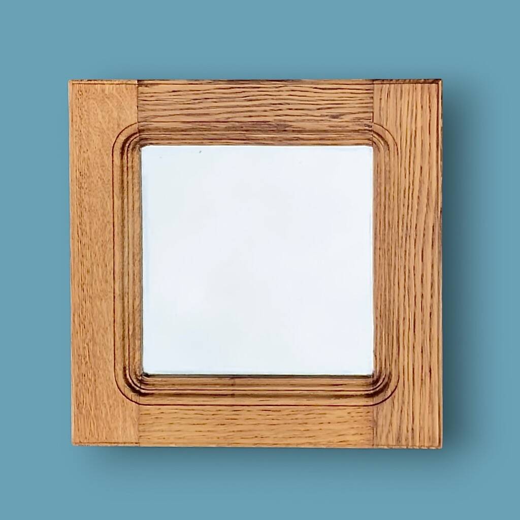 Antique square wall mirror in solid wood