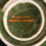 Set of two vintage French milk jugs in green and gold, Manuguet, Tarbes Lourdes