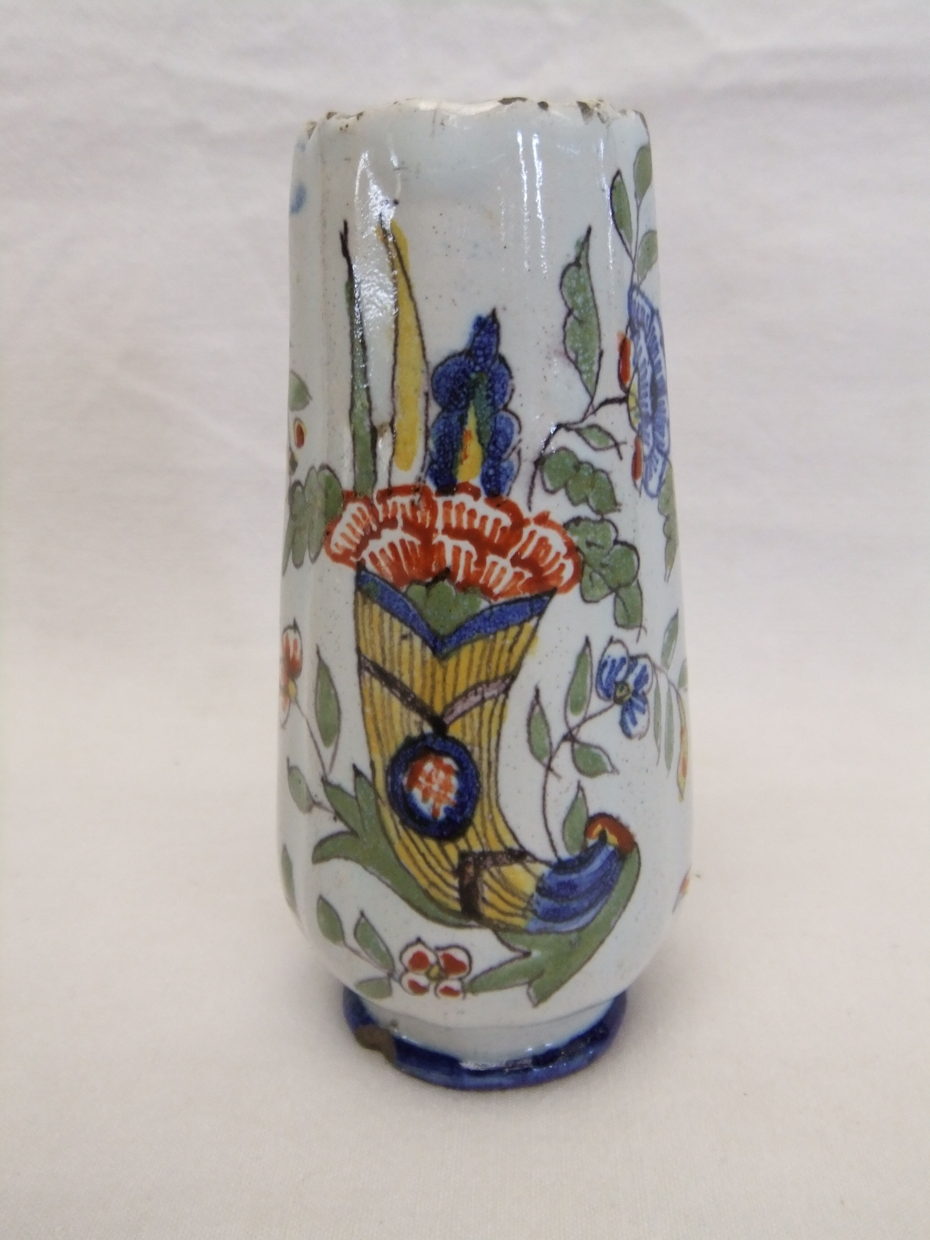 Vase Desvres Fourmaintraux Rouen Molicorne cornucopia of plenty