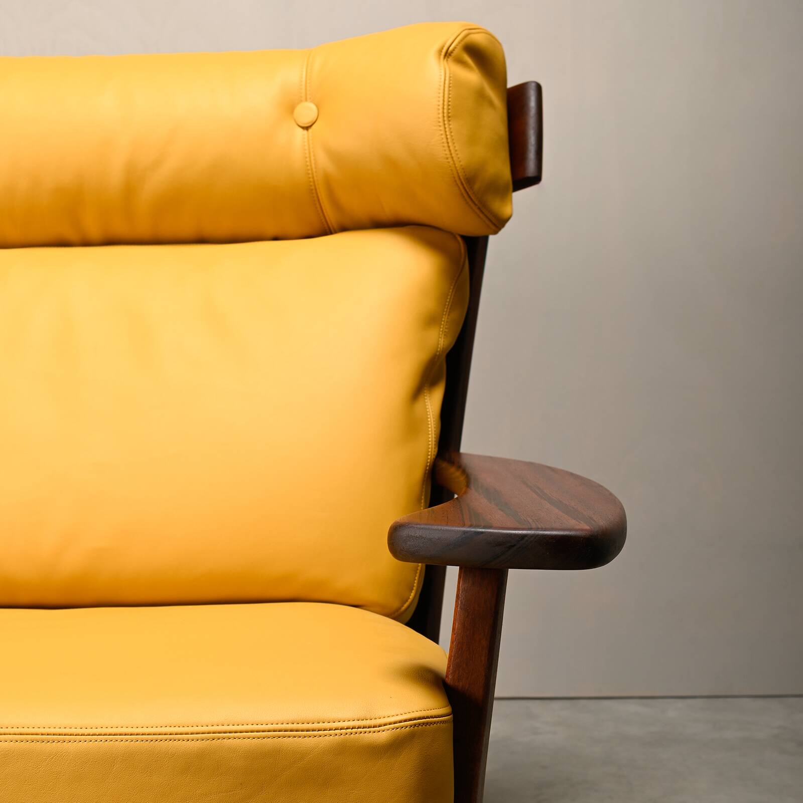 Brazilian Lounge Chair in Rosewood and Ochre Leather