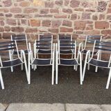 Set of 8 vintage terrace garden chairs 1970