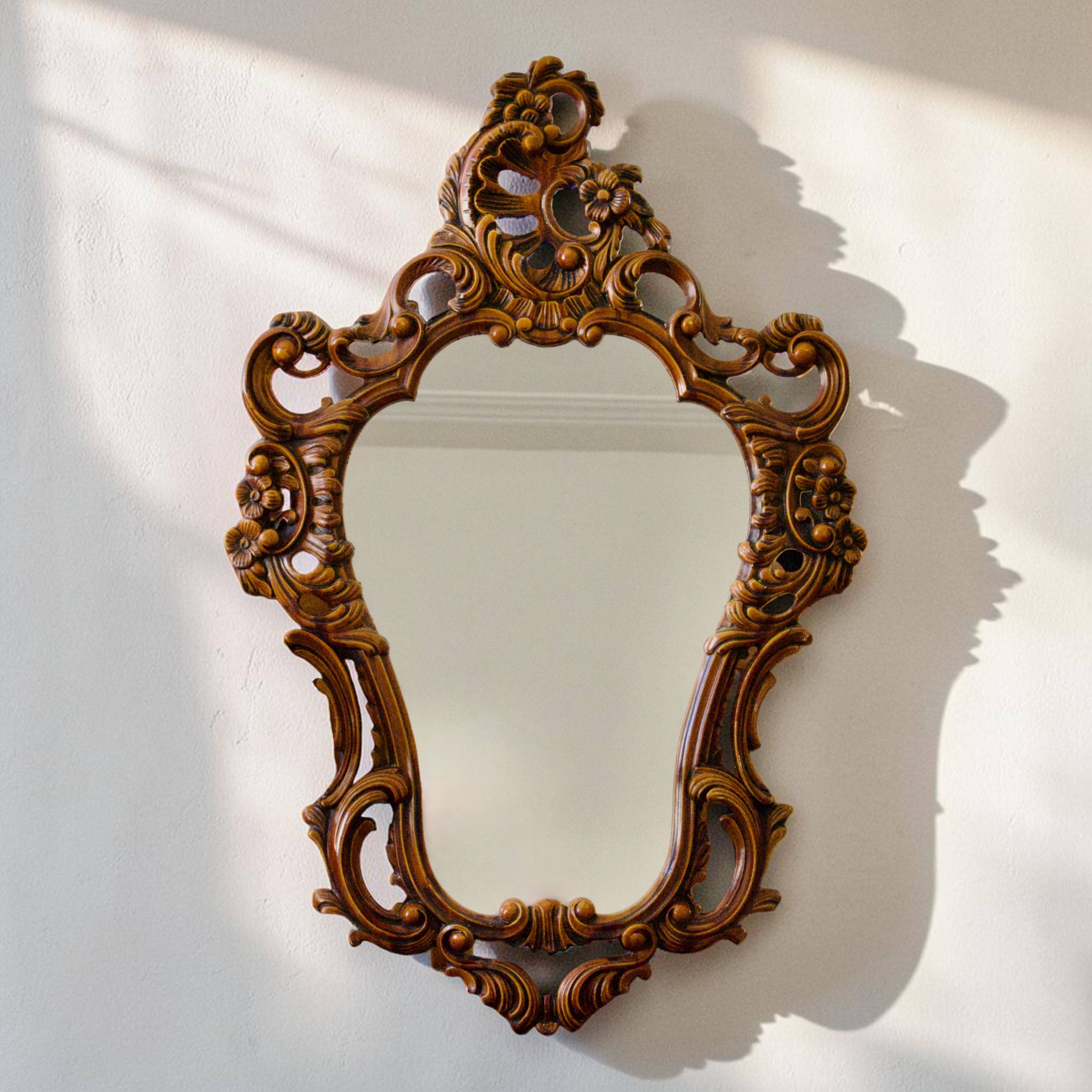 Large vintage baroque mirror in Rococo Louis XV style.
