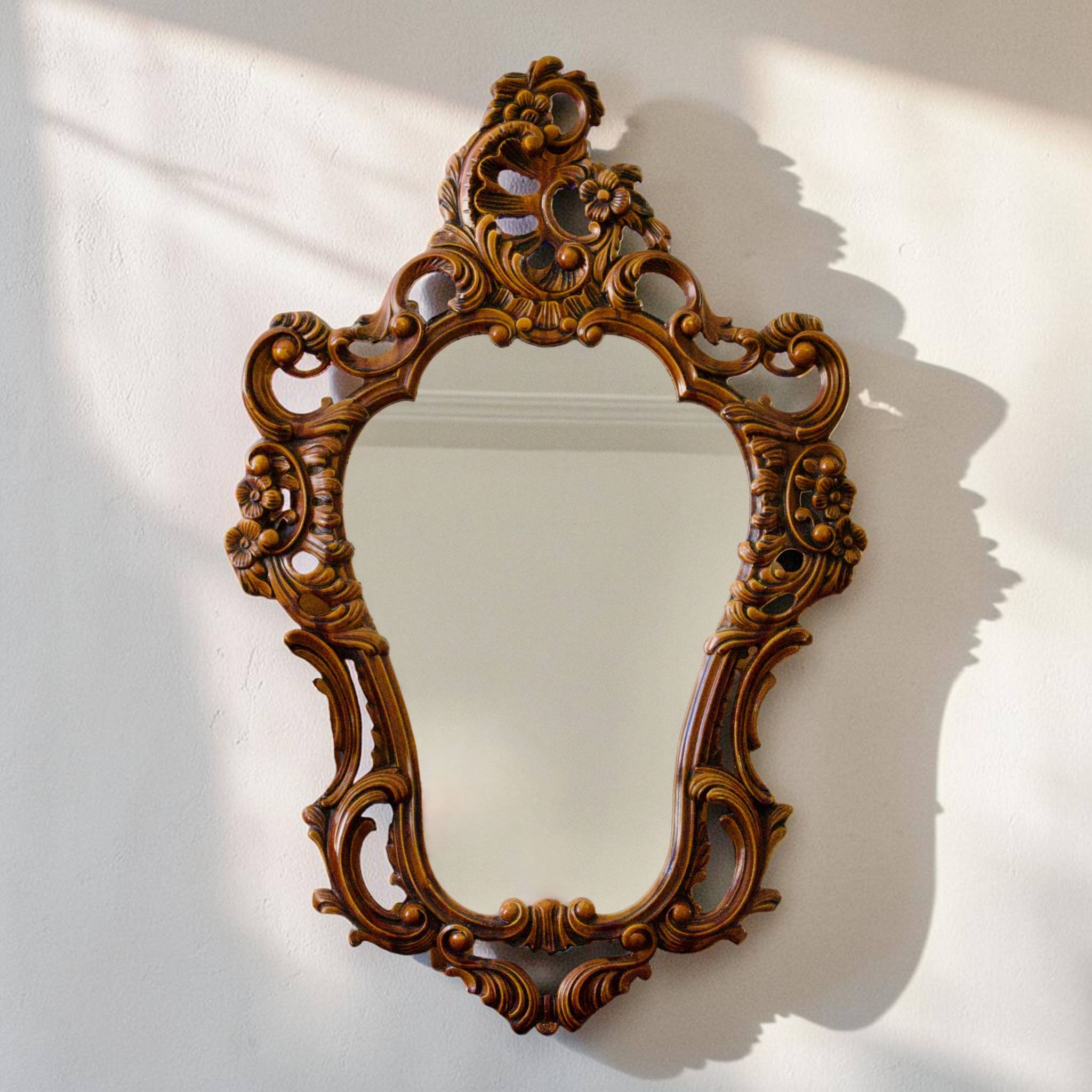 Large vintage baroque mirror in Rococo Louis XV style.