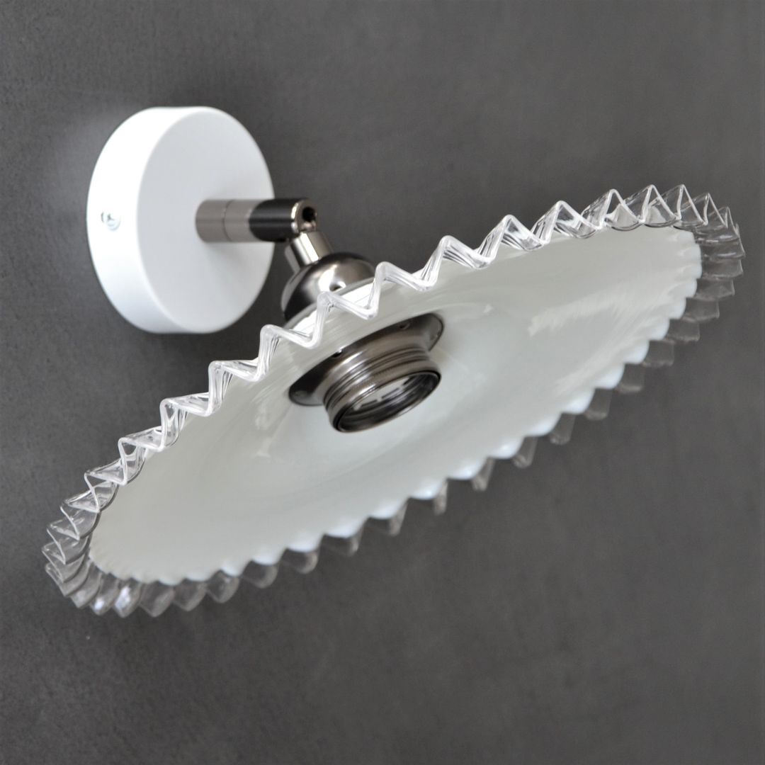 Pleated opaline hinged wall lamp